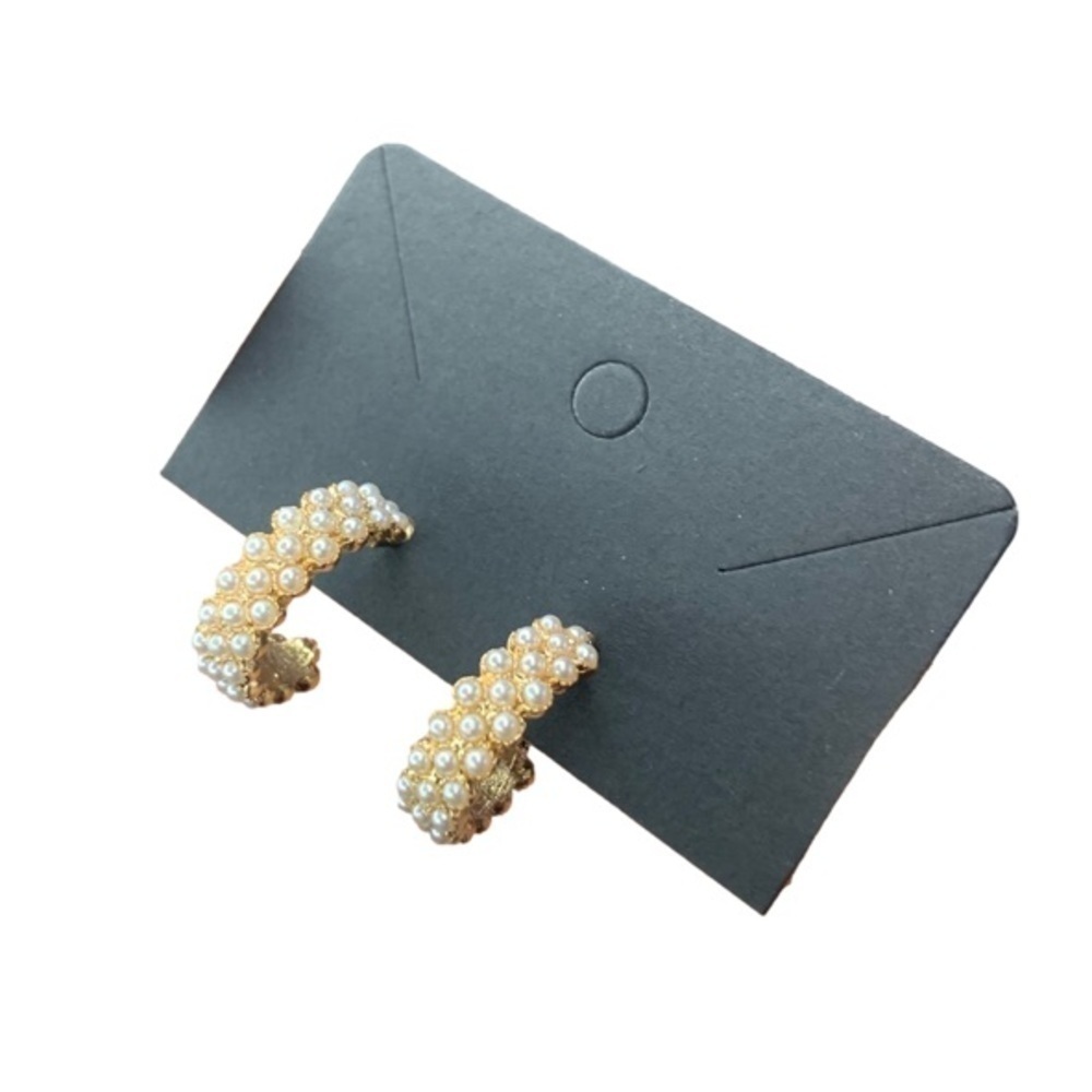Gold pearl hoops